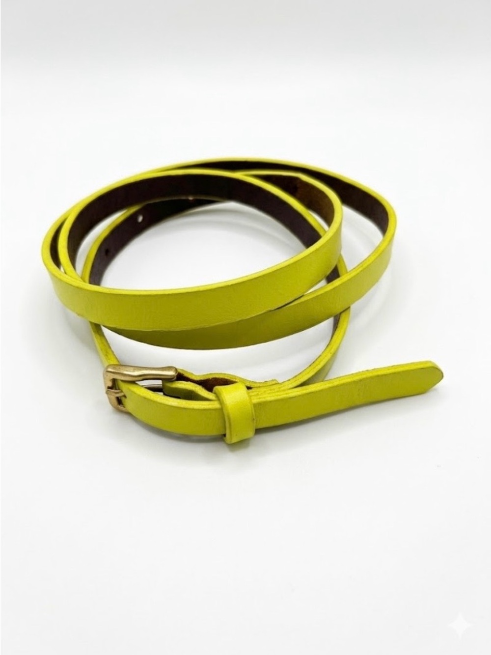 Neon Yellow Slim Belt-Leather